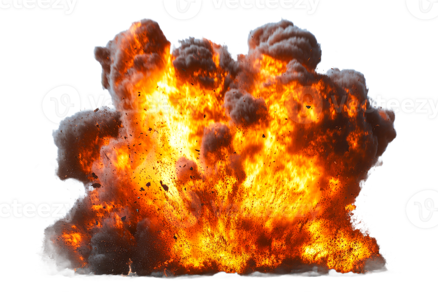 Dramatic explosion with fiery flames and smoke png