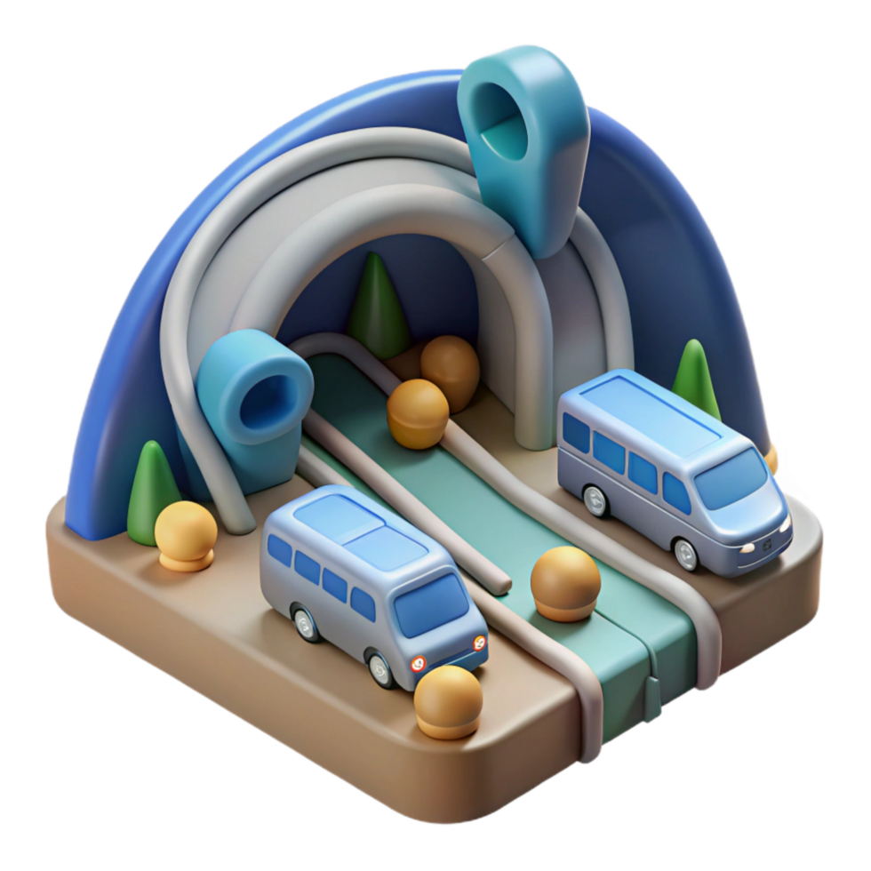magnificent creative Ocean City Transportation Network with Tunnels Isolated Element exclusive png