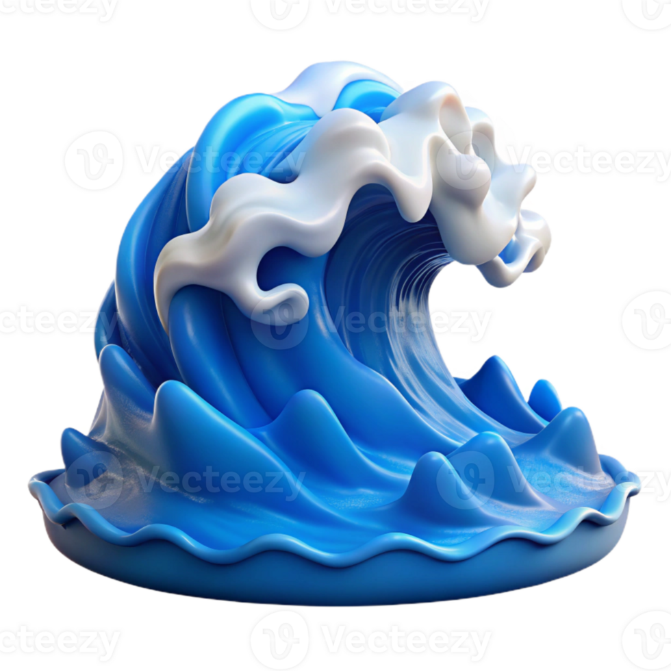 wonderful minimalist Ocean Waves Crashing Blue Water Isolated high quality png