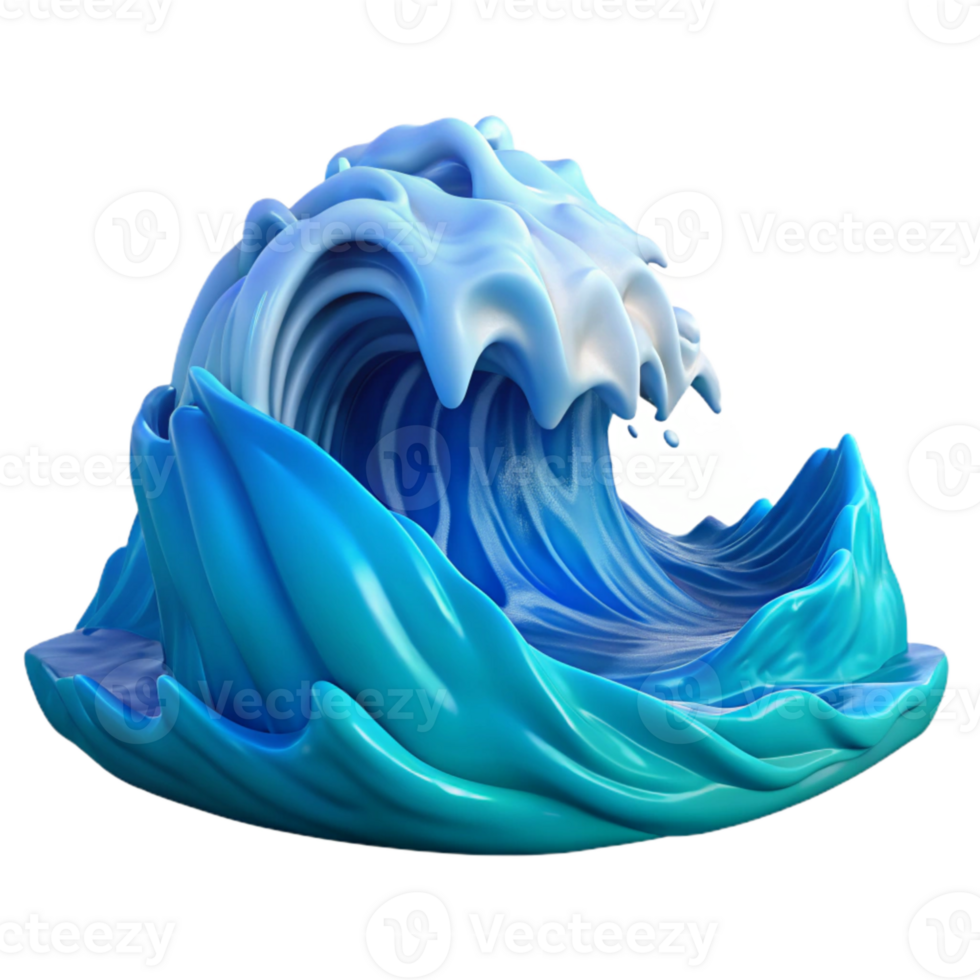 beautiful abstract Ocean Waves Crashing Blue Water Isolated high quality png