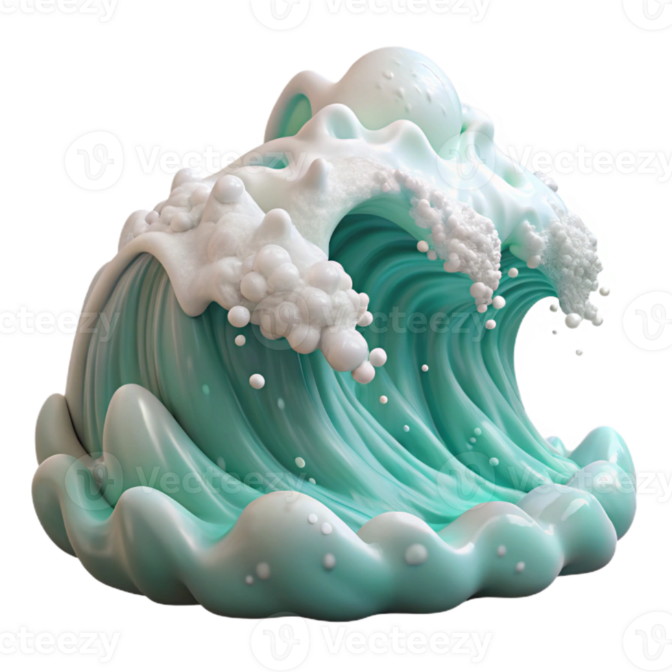 beautiful minimalist Ocean Waves Crashing Isolated White Foam detailed png