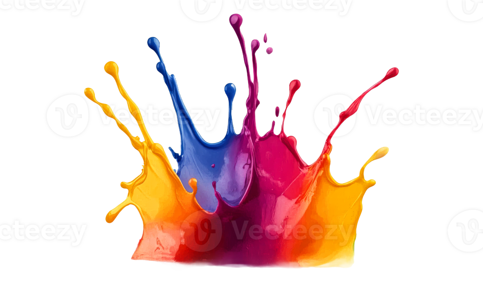 Colorful paint splash created on a transparent background png