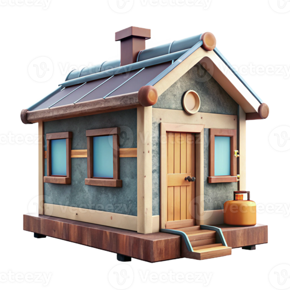 serene contemporary Off Grid Tiny House Front View Cutout high quality png