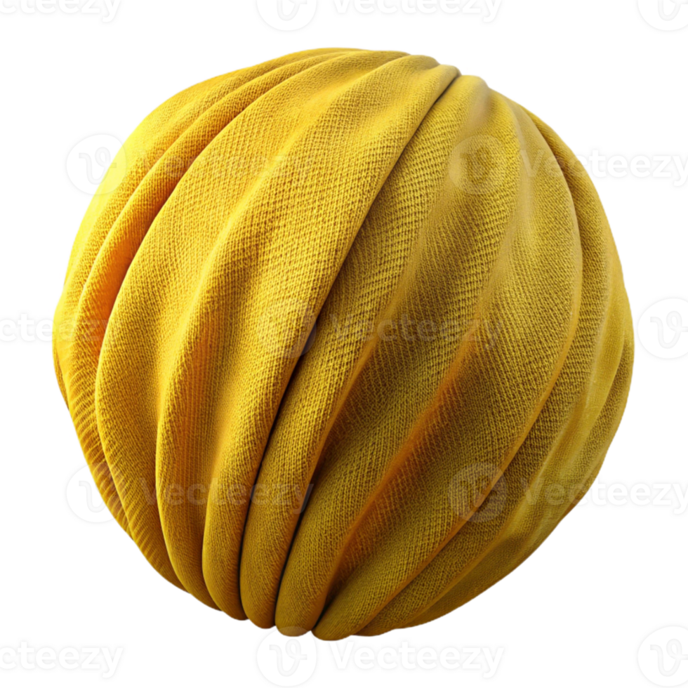 vibrant traditional Ochre Yellow Corduroy Fabric Worn Texture Transparent Background high quality png