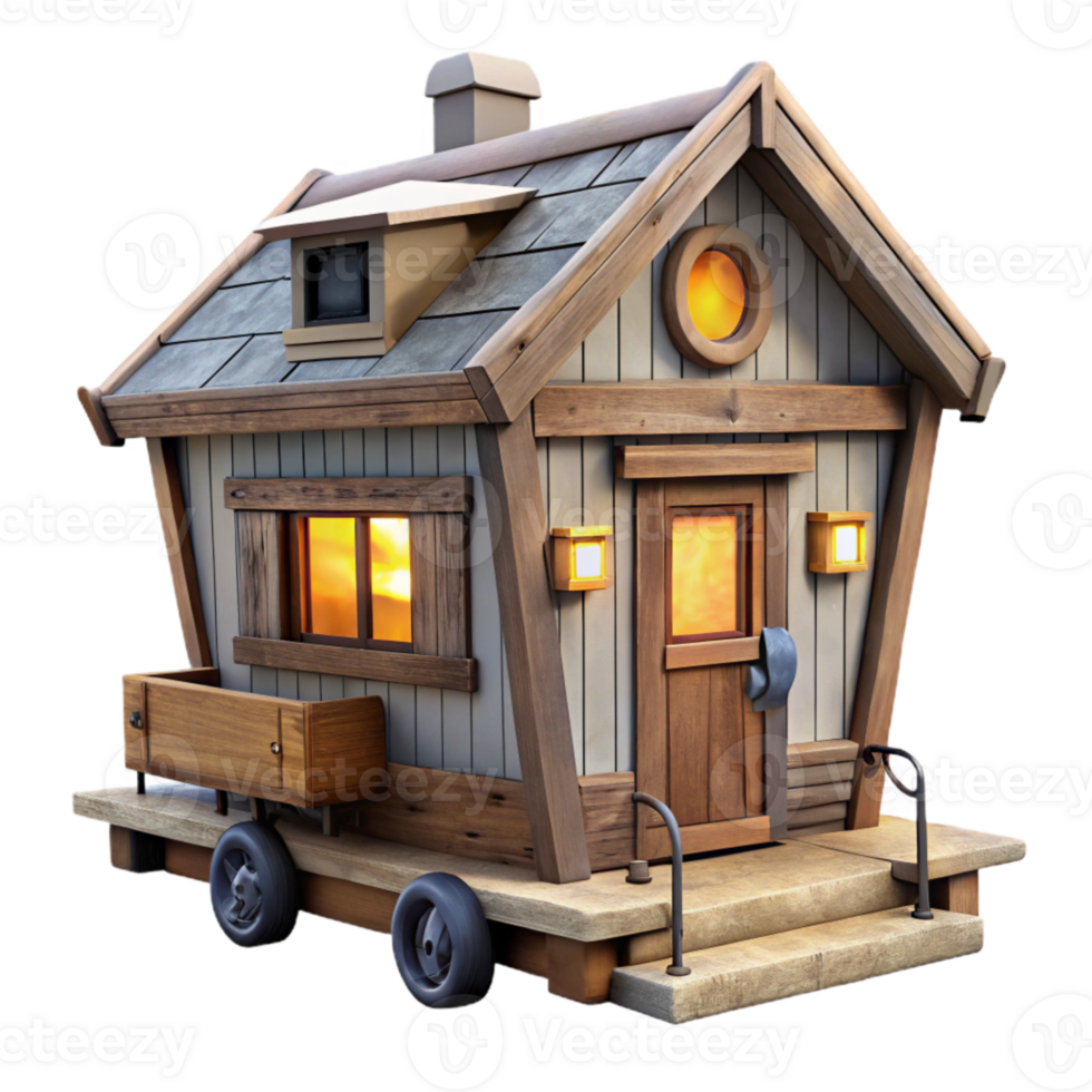 serene vintage Off Grid Tiny House Front View Cutout genuine png