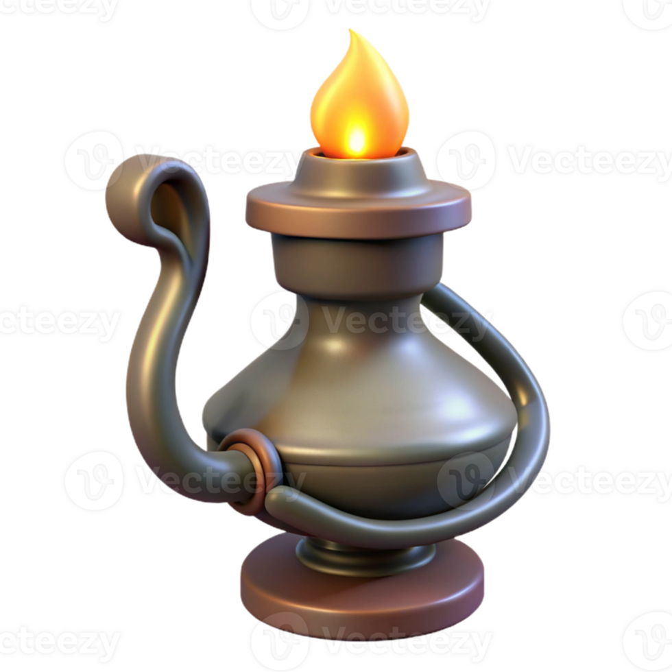 stunning artistic Oil Lamp with Flickering Flame Cutout authentic png