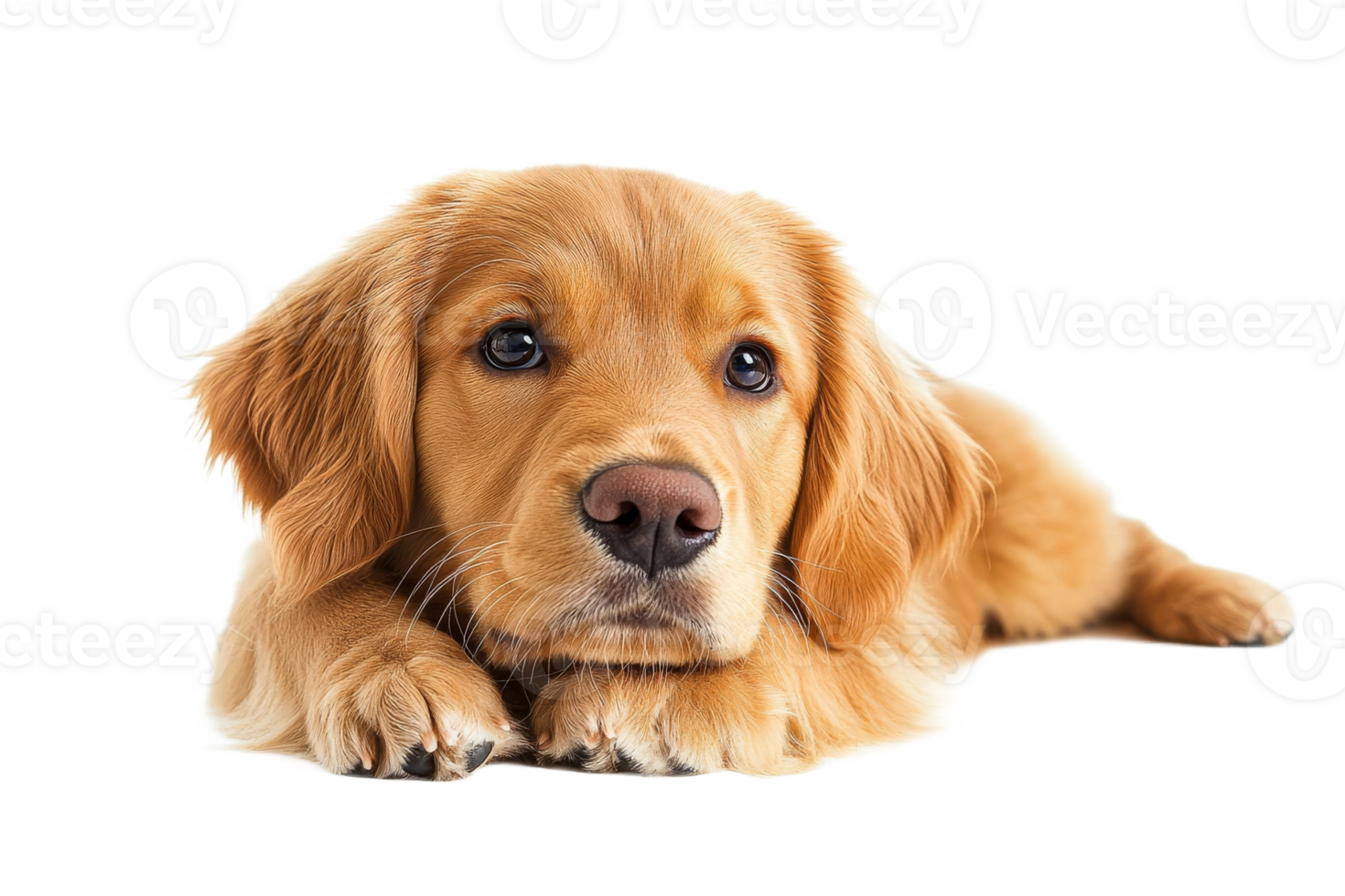 Golden retriever puppy resting with calm expression png