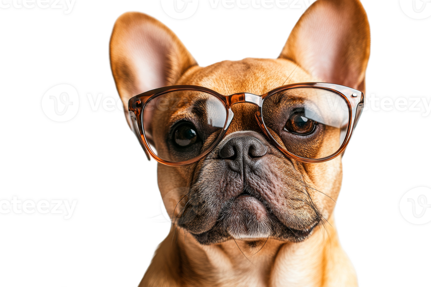 Dog wearing oversized glasses with a playful expression png