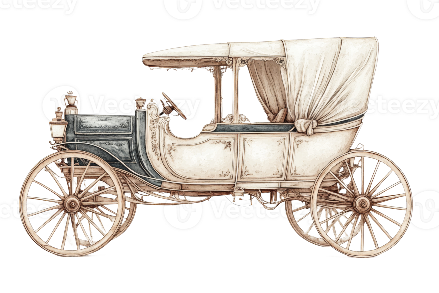 Vintage carriage with elegant design and details png