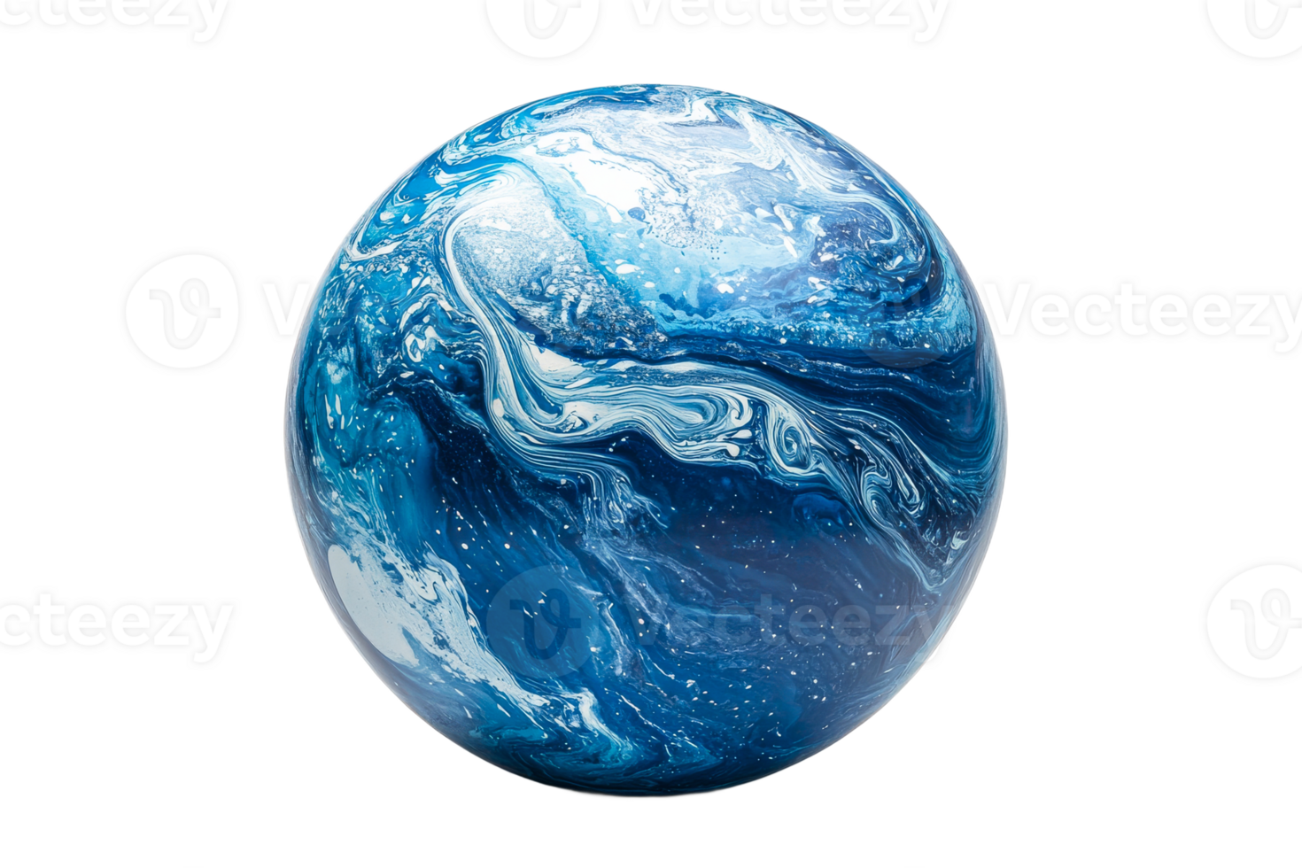 Abstract globe design with blue and white swirls png