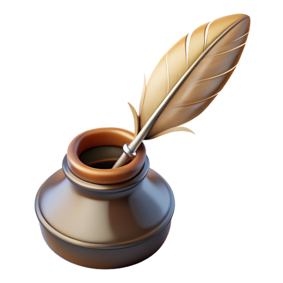 stunning traditional Old Fashioned Quill Pen Writing on Invisible Parchment Transparent Background high quality png