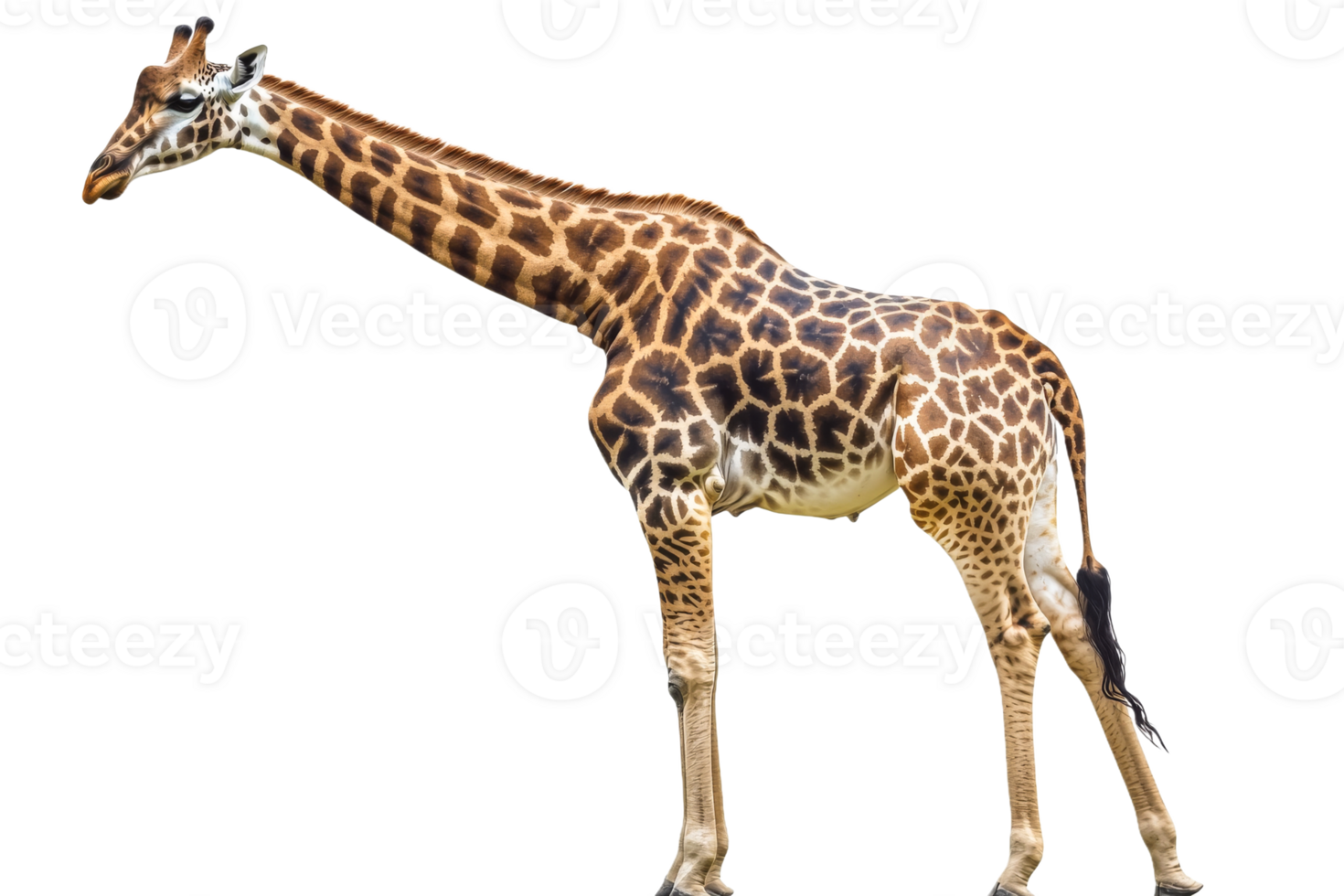 Giraffe standing elegantly against a transparent background png