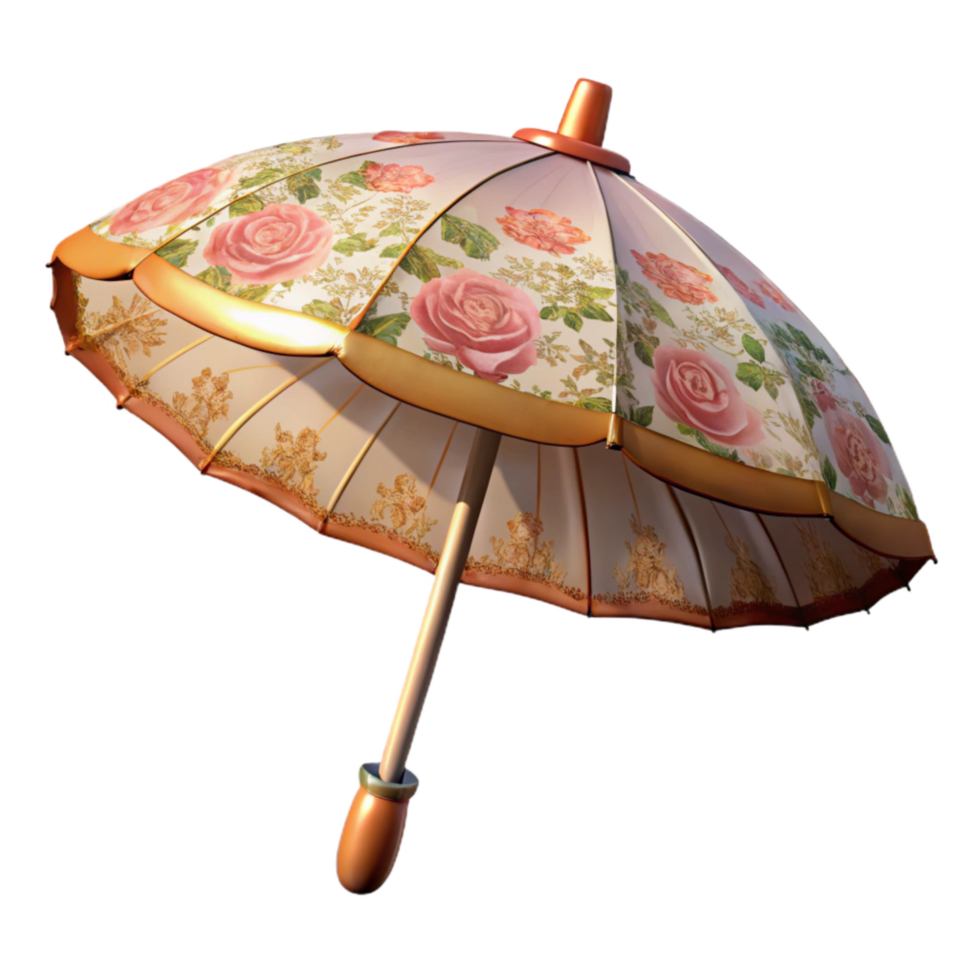 beautiful artistic Old Fashioned Parasol Floral Pattern Transparent Background detailed png
