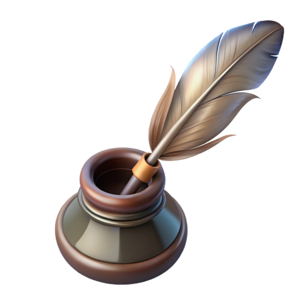 dramatic abstract Old Fashioned Quill Pen Writing on Invisible Parchment Transparent Background professional png