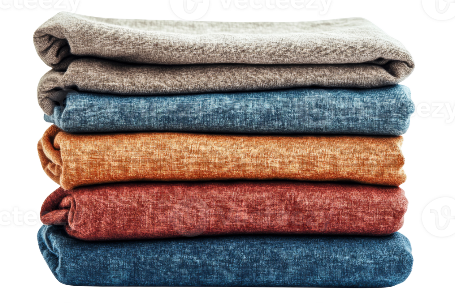 Soft linen fabric stack in various colors for home decor png