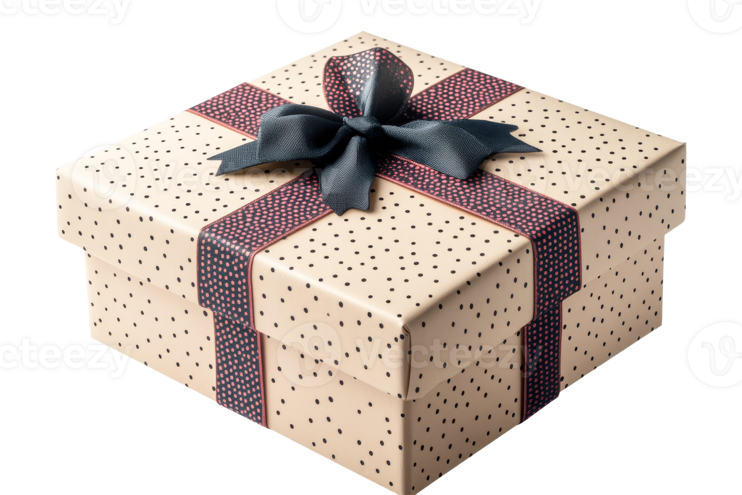 Gift box with black ribbon on transparent background png
