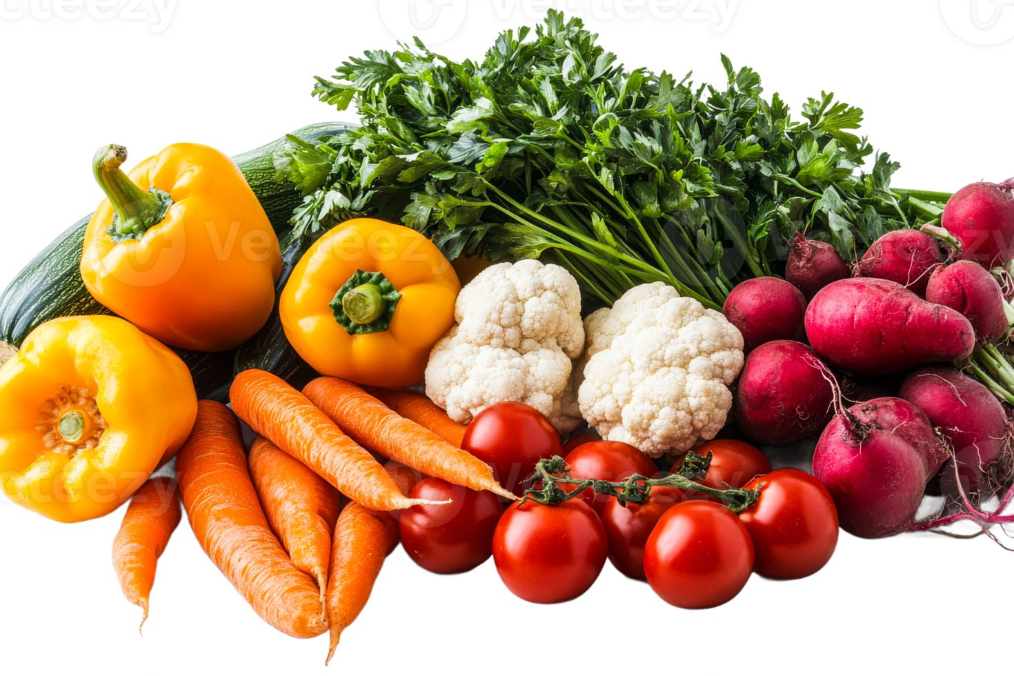 Fresh assorted vegetables on transparent background png