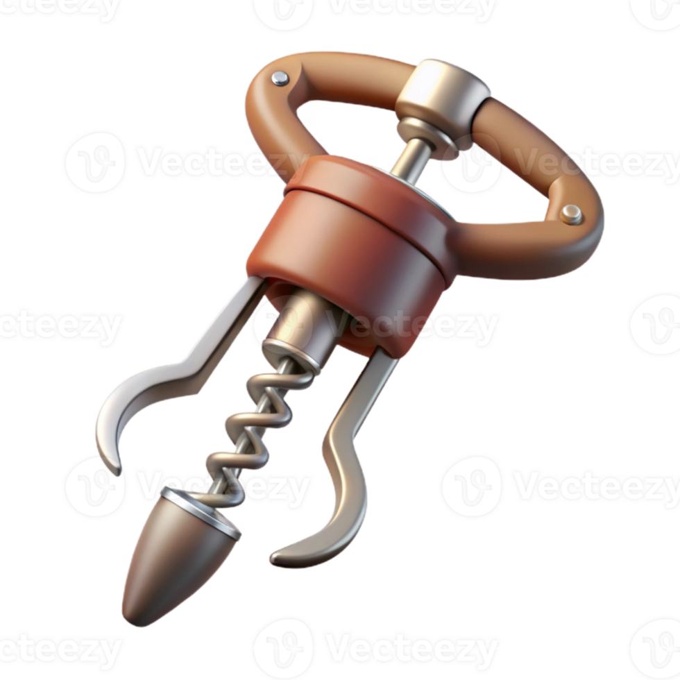 serene rustic Old Fashioned Wine Opener Corkscrew Design Transparent Background authentic png