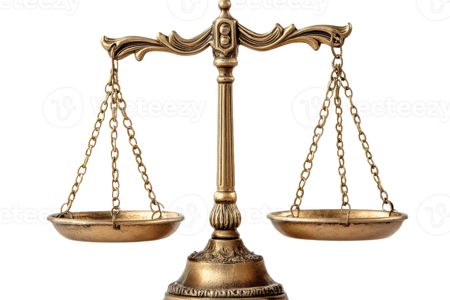Brass balance scale on transparent background png