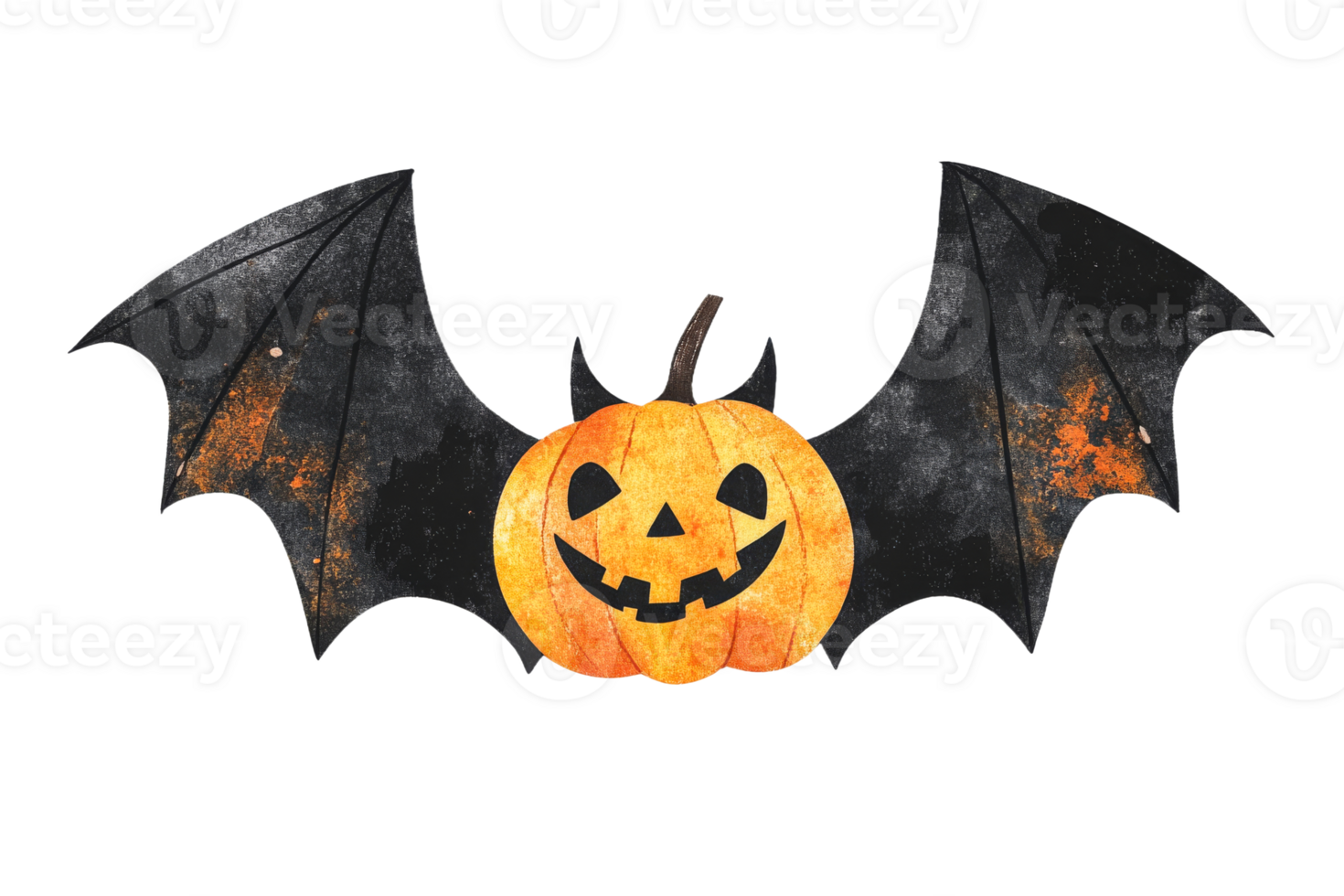 Halloween pumpkin with bat wings design for festive decor png