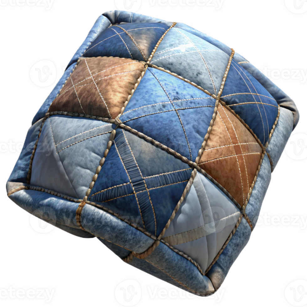 magnificent creative Old Jeans Patchwork Quilt Isolated Element png