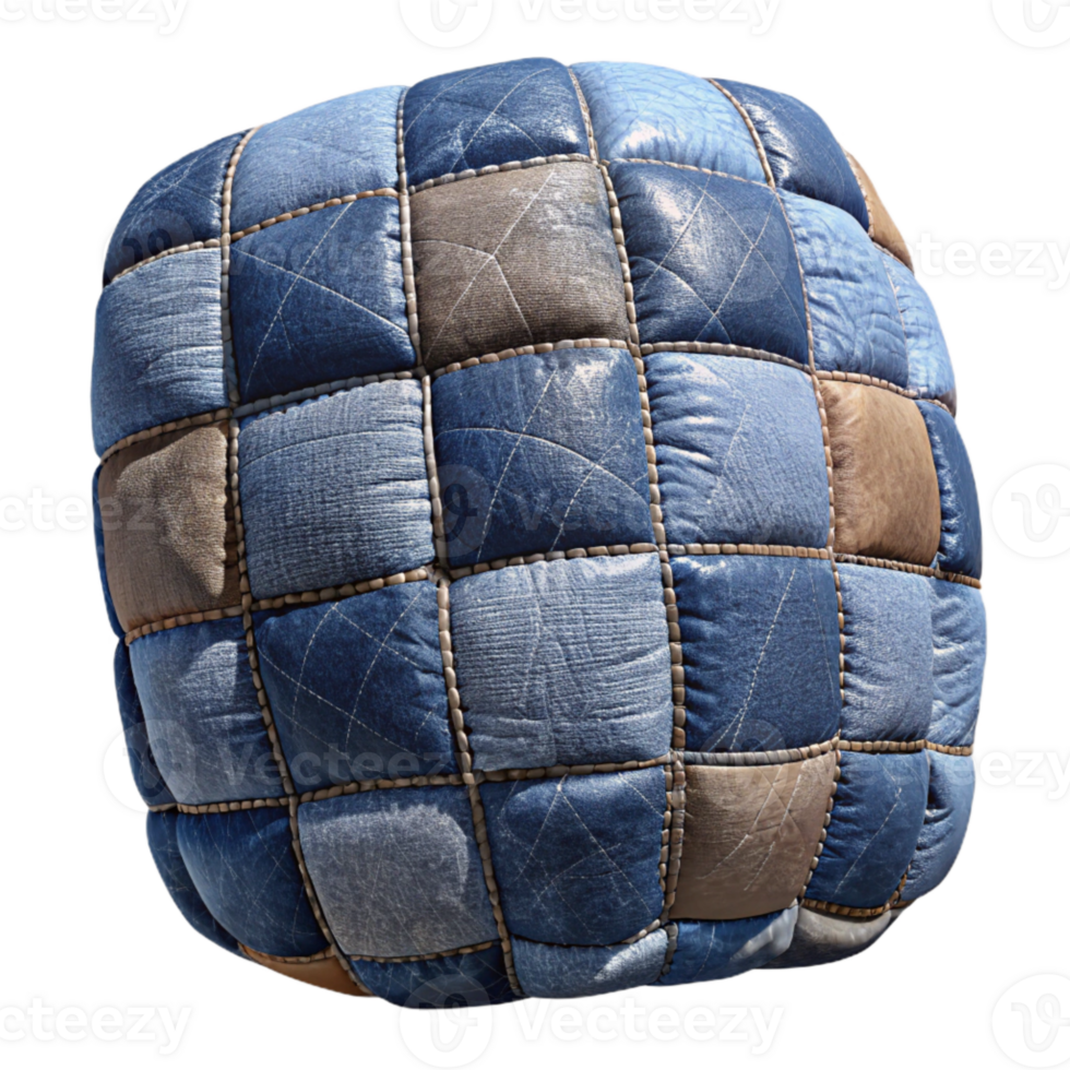vibrant rustic Old Jeans Patchwork Quilt Isolated Element professional png