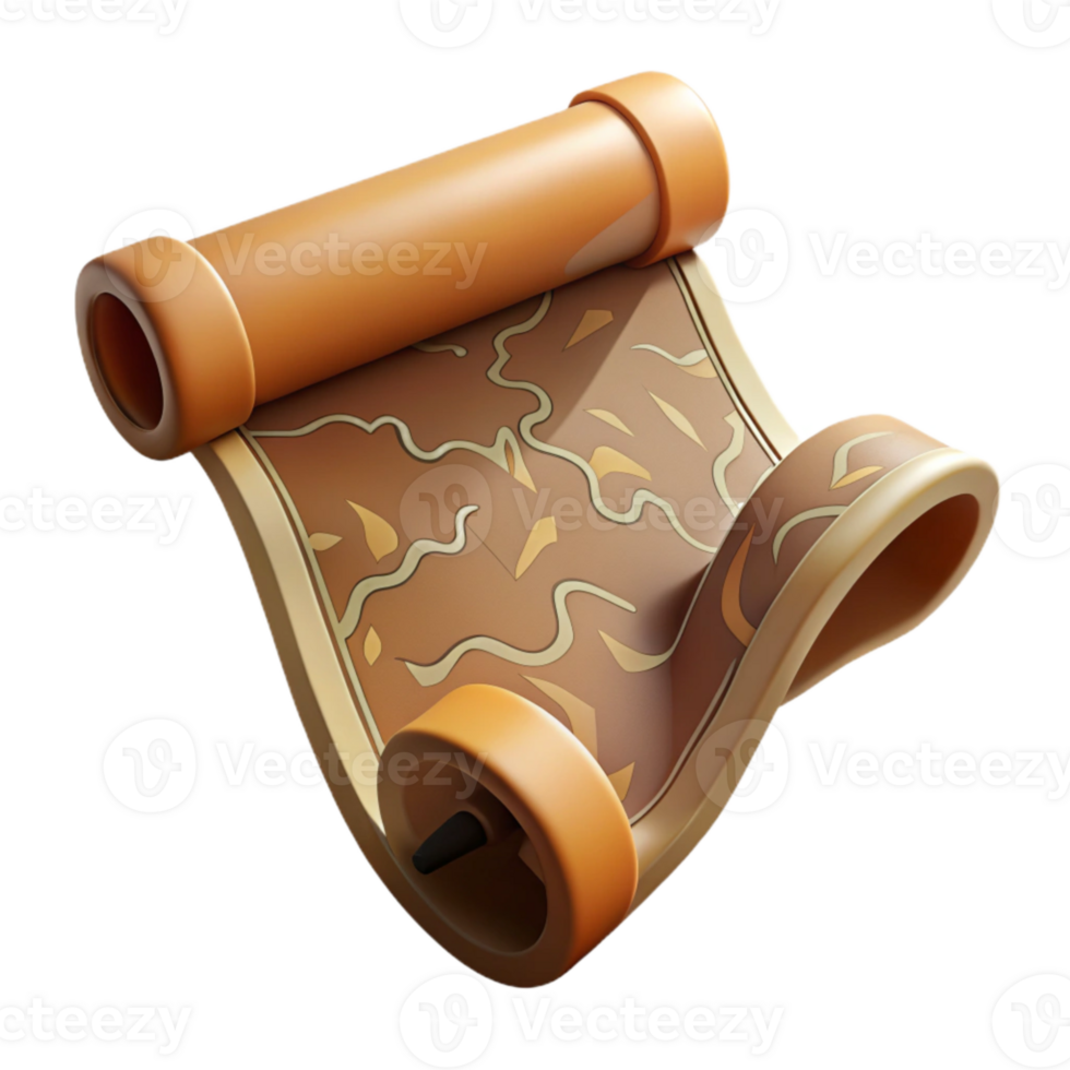 dramatic creative Old Map Rolled Up Cutout professional png