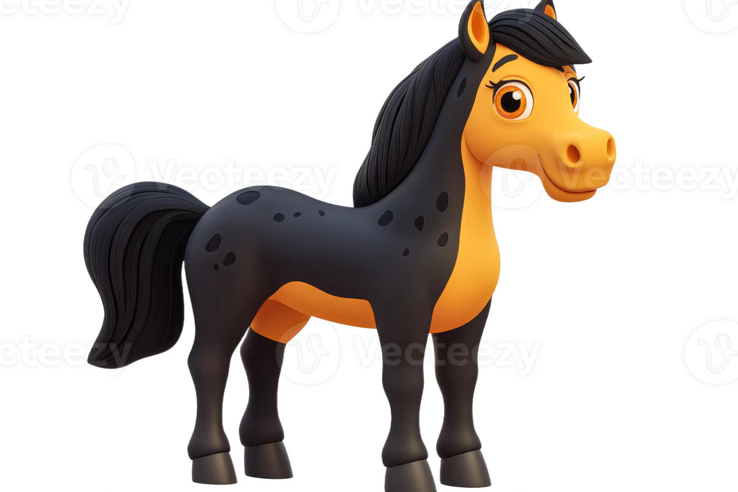 Cute cartoon horse with friendly expression and sleek design png
