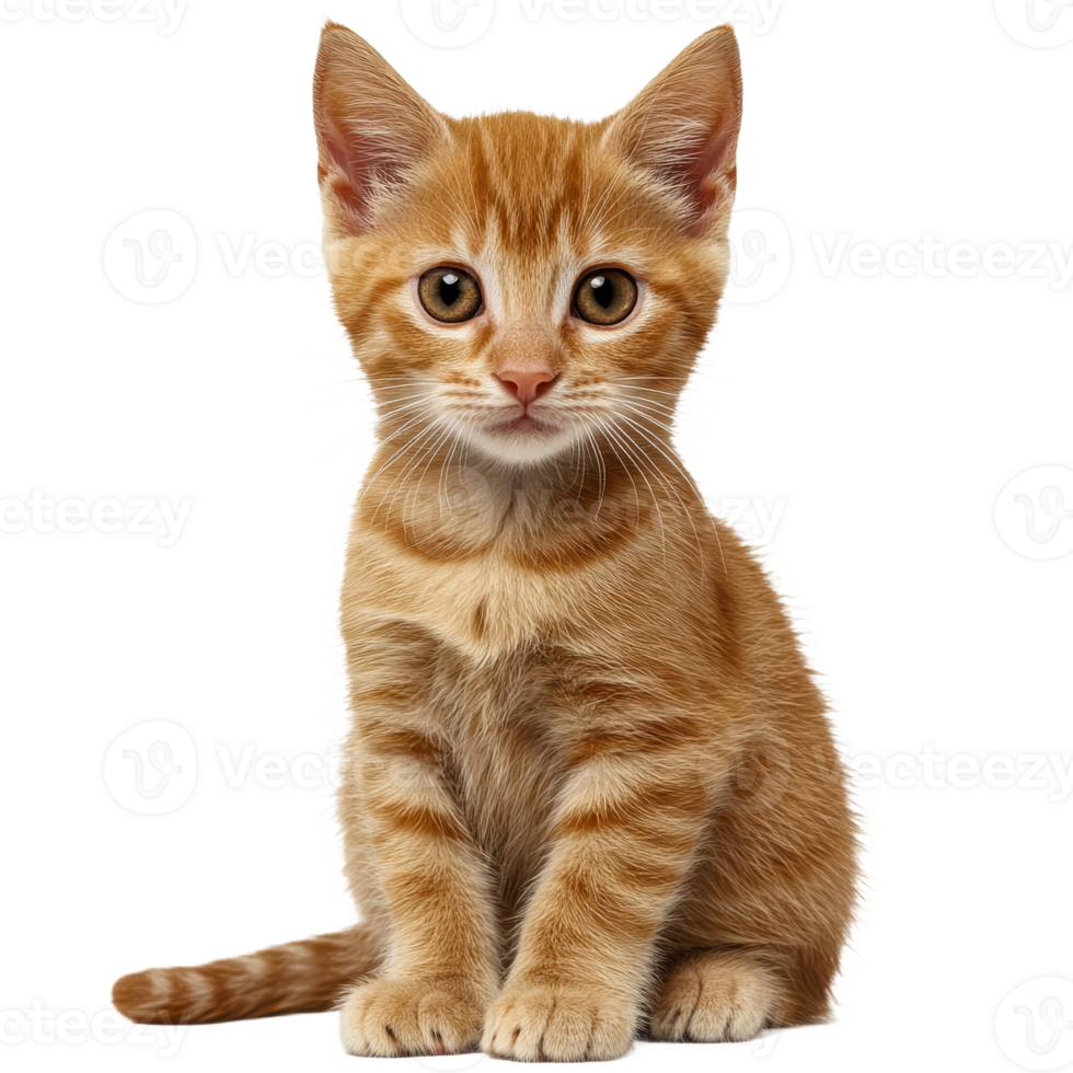 Cute ginger kitten with bright eyes sitting calmly png
