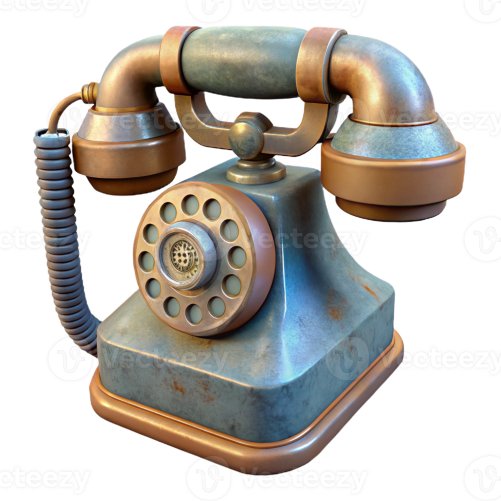dramatic vintage Old Rotary Phone Front View Cutout original png