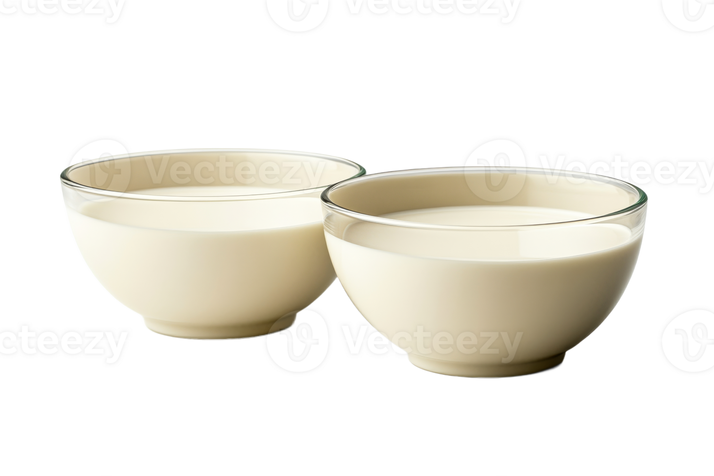 Creamy dessert bowls on a transparent background png