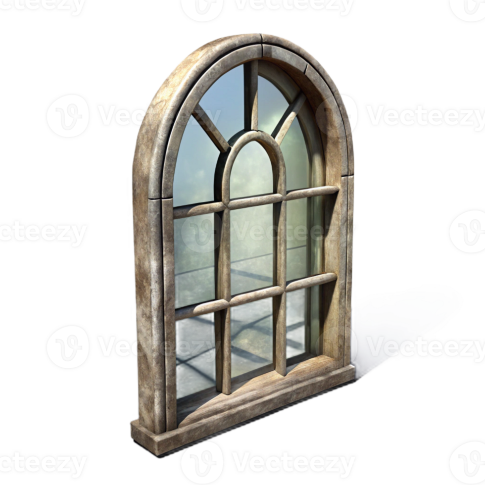 impressive vintage Old Window Frame Mirror Cutout with Shadow professional png