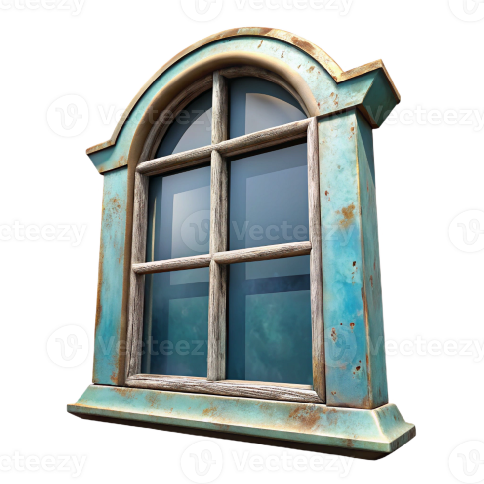 serene abstract Old Window Frame Picture Frame Cutout with Distressed Paint professional png