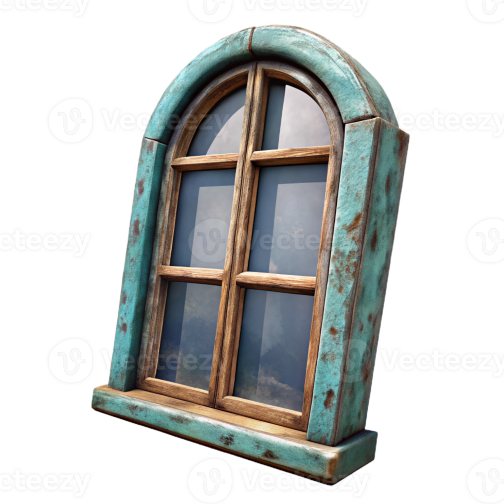 magnificent traditional Old Window Frame Picture Frame Cutout with Distressed Paint premium png
