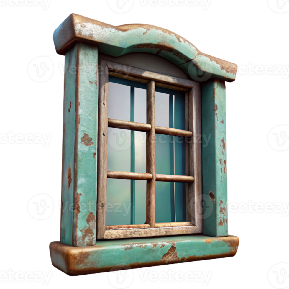 beautiful minimalist Old Window Frame Picture Frame Cutout with Distressed Paint professional png