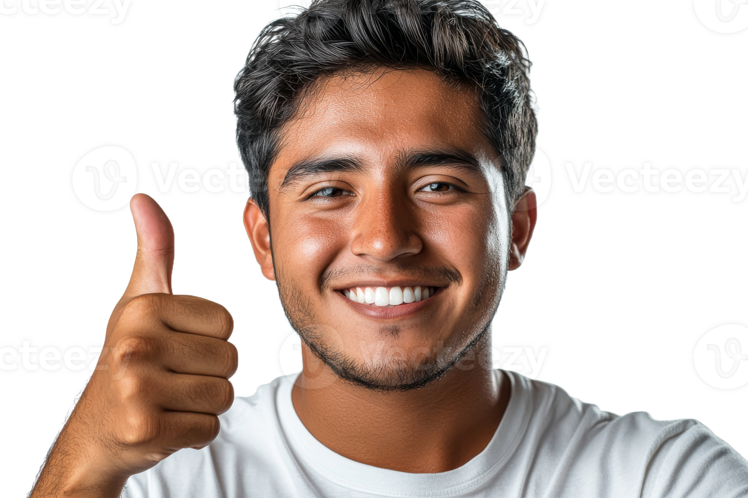 Young man smiling and giving thumbs up with clear background png