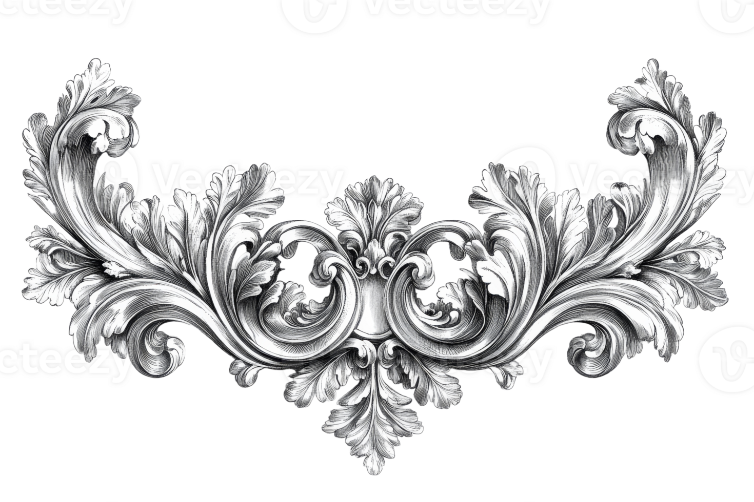 Elegant baroque floral design with intricate details png