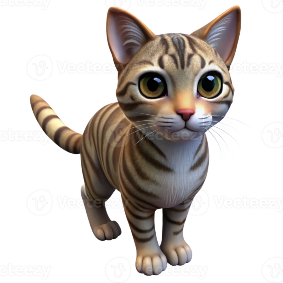 elegant minimalist Online Avatar Pet Cat Tabby Stripes Transparent Background high resolution png