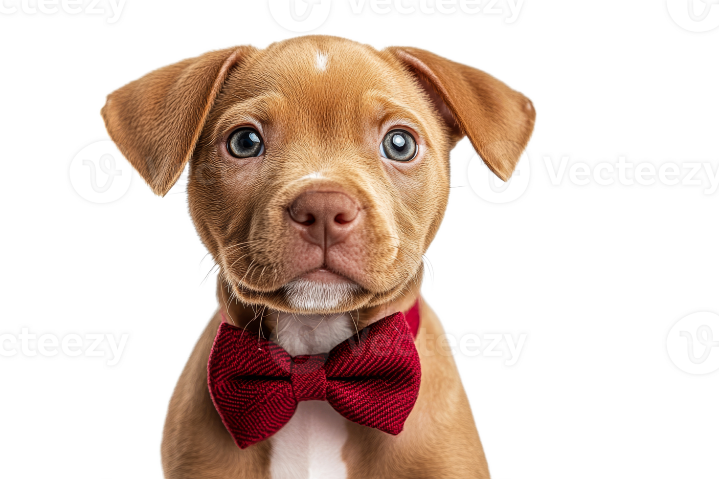 Cute puppy wearing a bow tie with a transparent background png