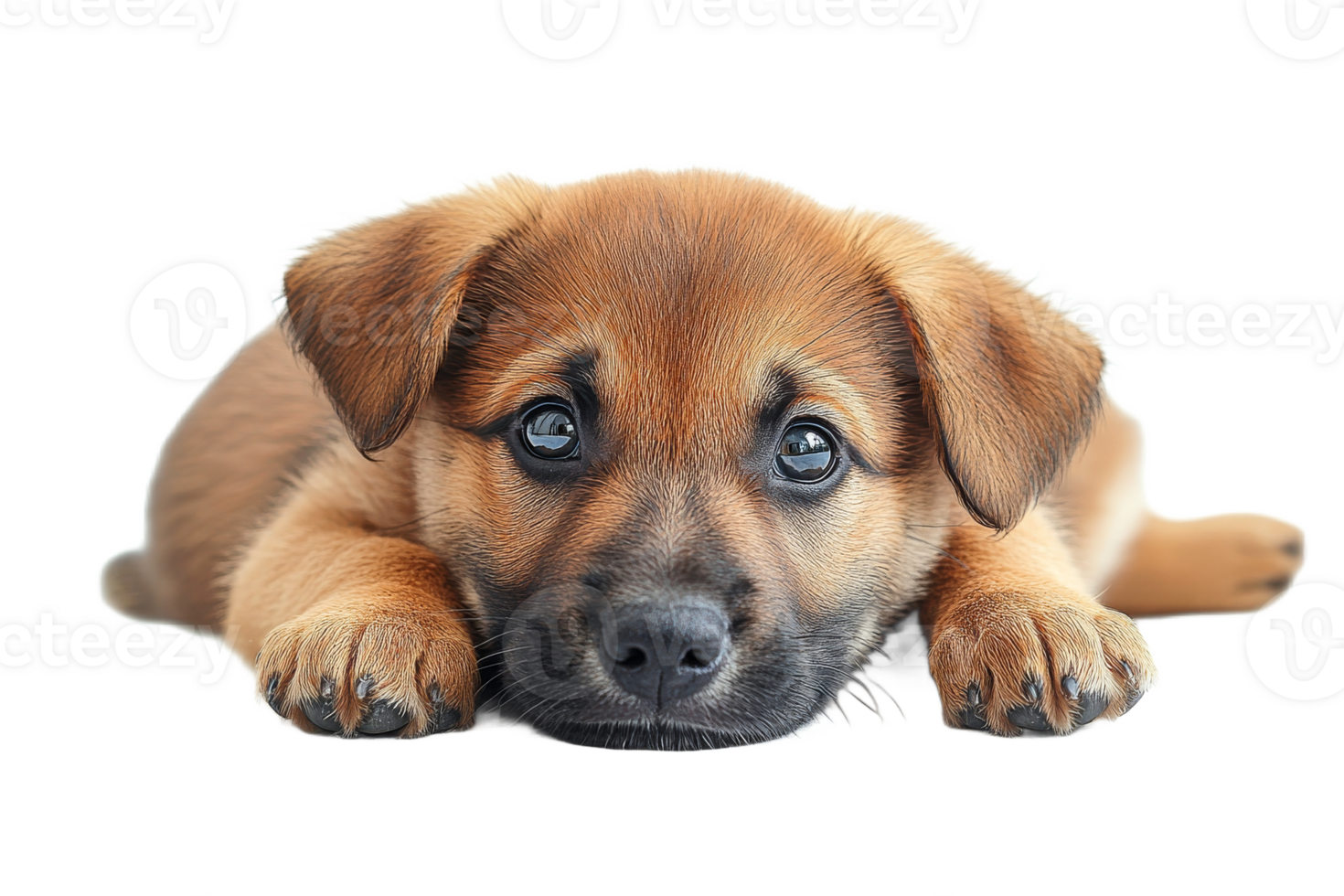 Cute puppy resting on a transparent background png