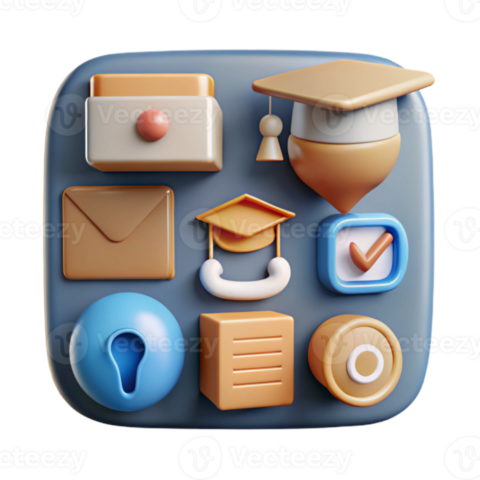 beautiful vintage Online Education Resources Icon Set Cutout detailed png