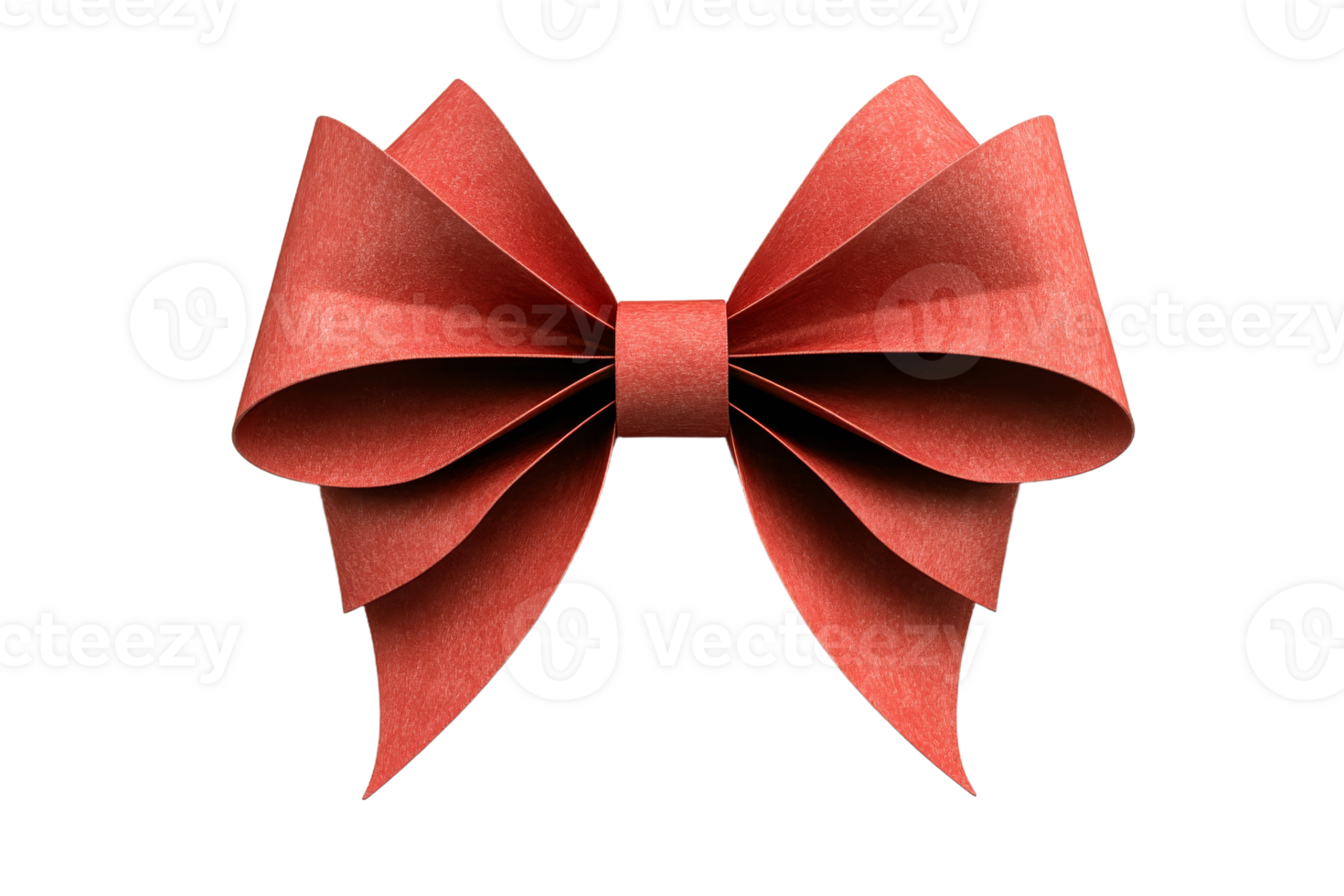 Elegant red ribbon bow with transparent background png