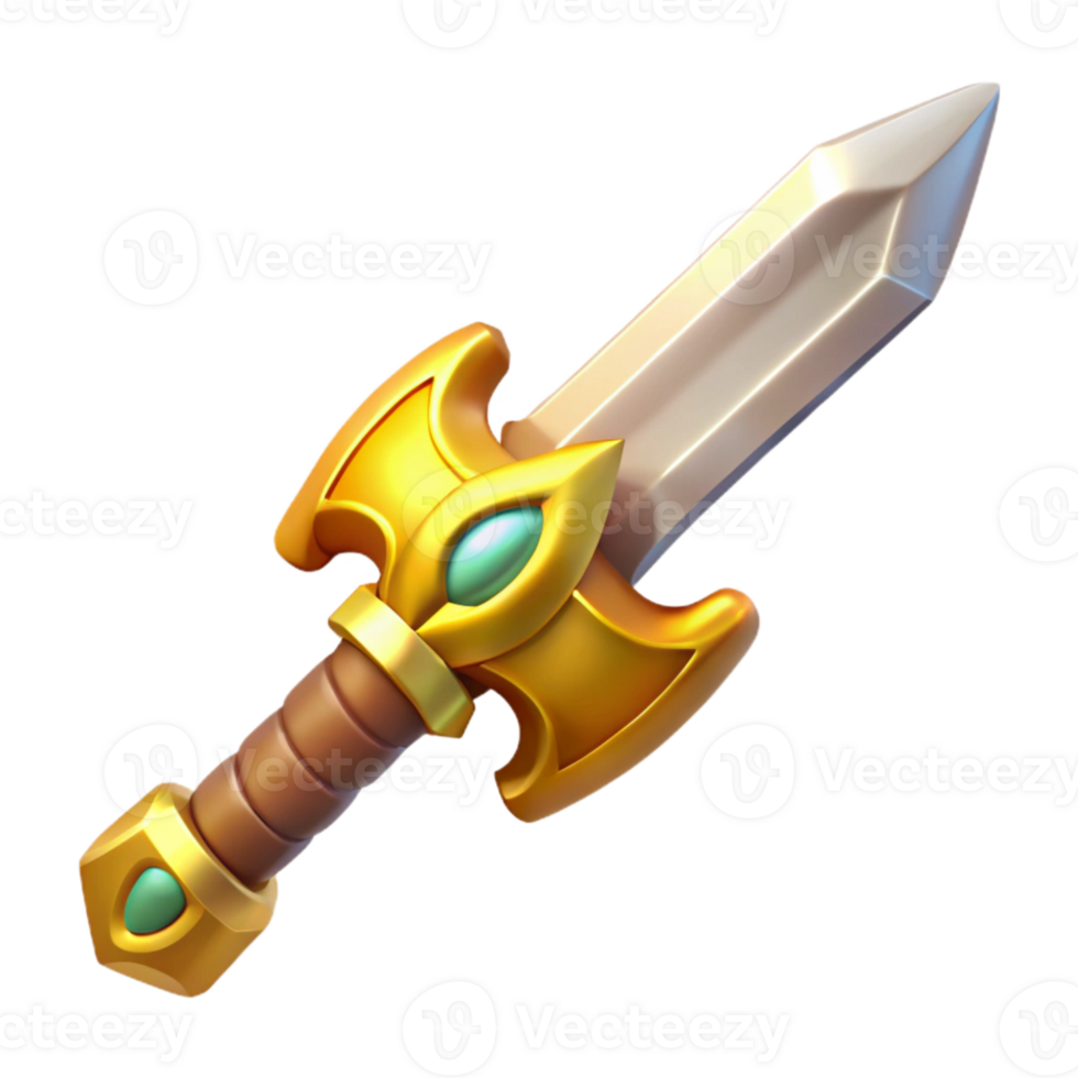 vibrant abstract Online Gaming Avatar Weapon Golden Sword Isolated high quality png