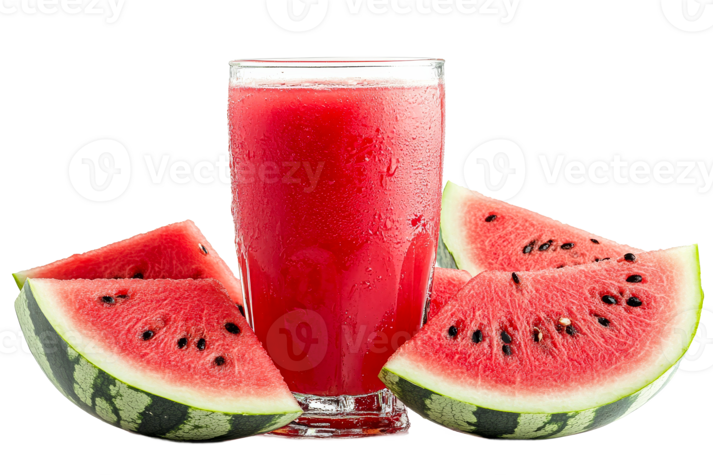 Refreshing watermelon juice surrounded by fresh slices png