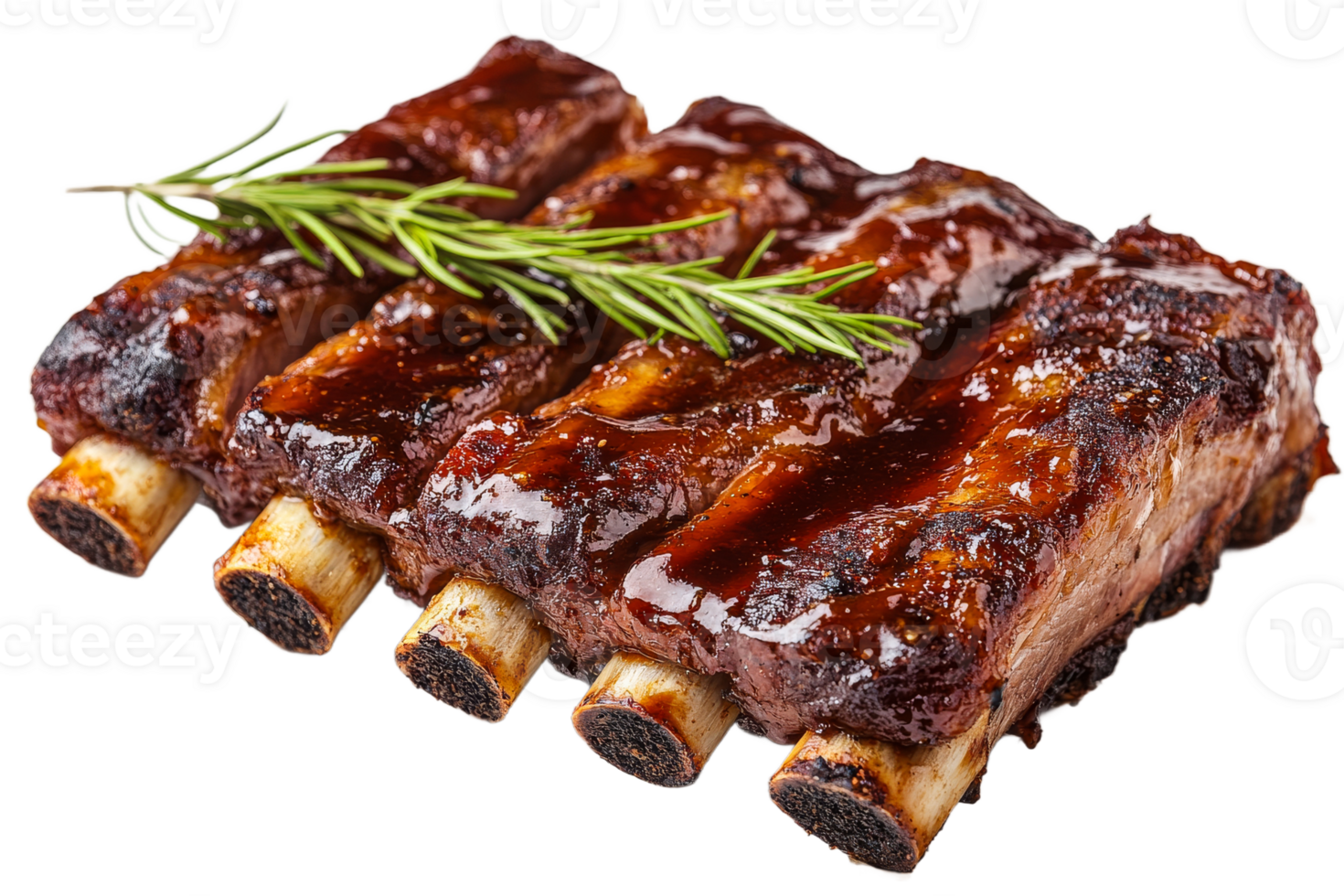 Juicy barbecued ribs with garnish ready to eat png