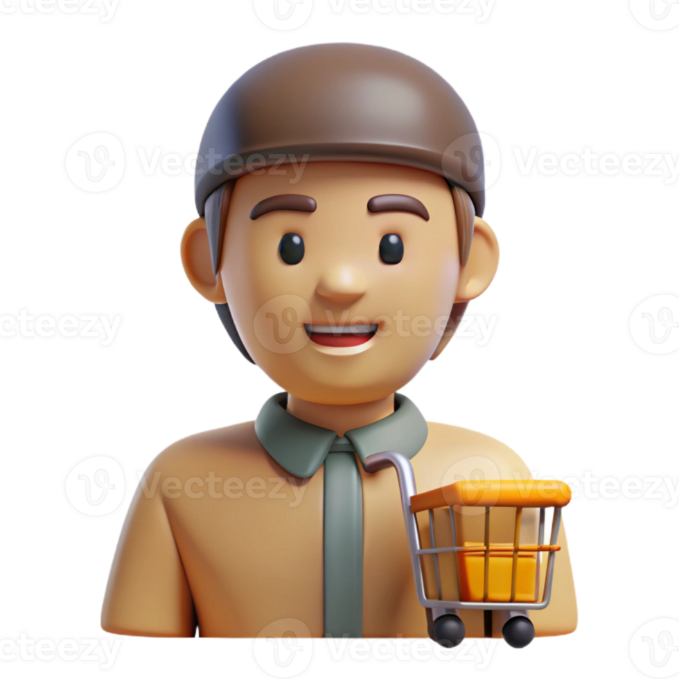 serene modern Online Store Avatar Shopping Cart Transparent Background professional png