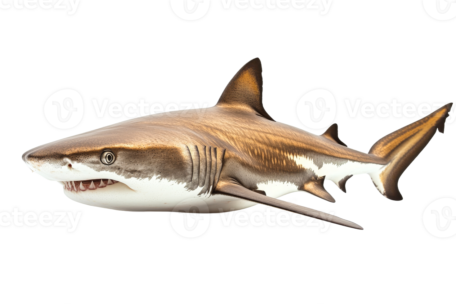 Realistic model of a shark swimming with detailed features png