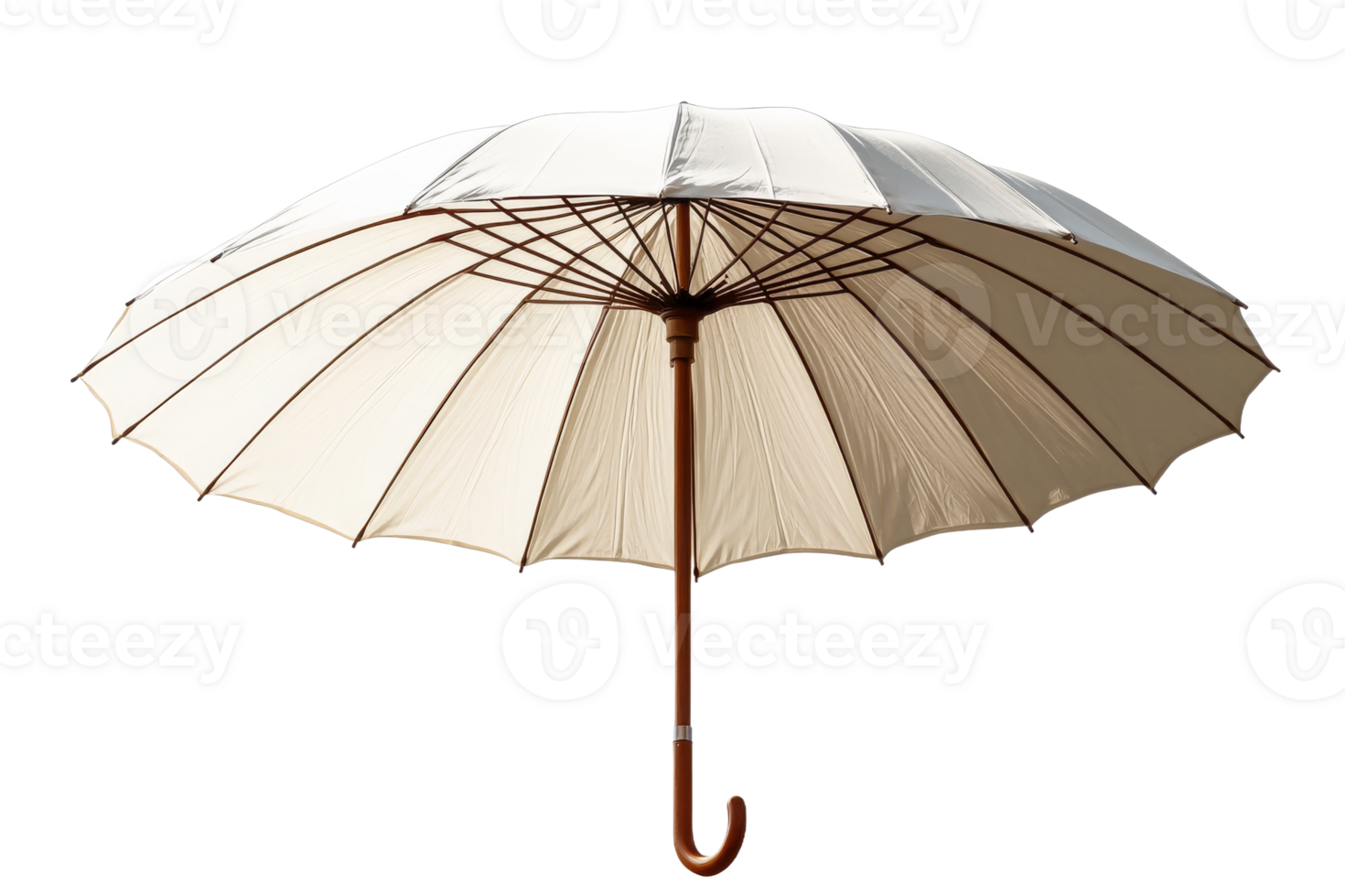 Elegant umbrella with a wooden handle and soft fabric png