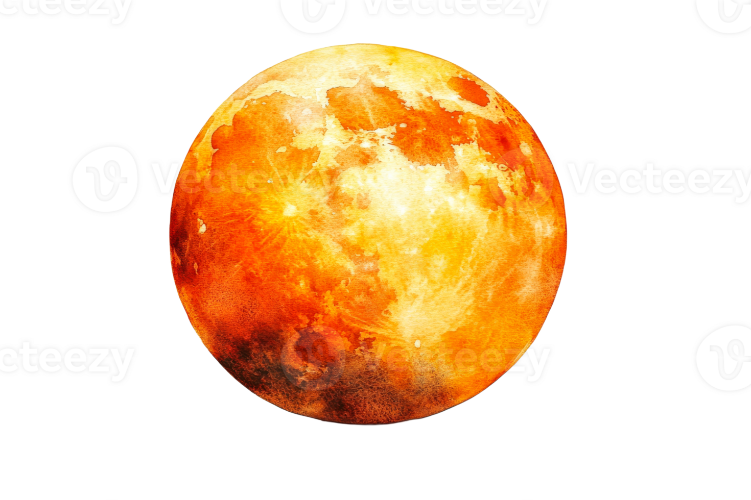 Bright orange surface of a celestial body with craters png