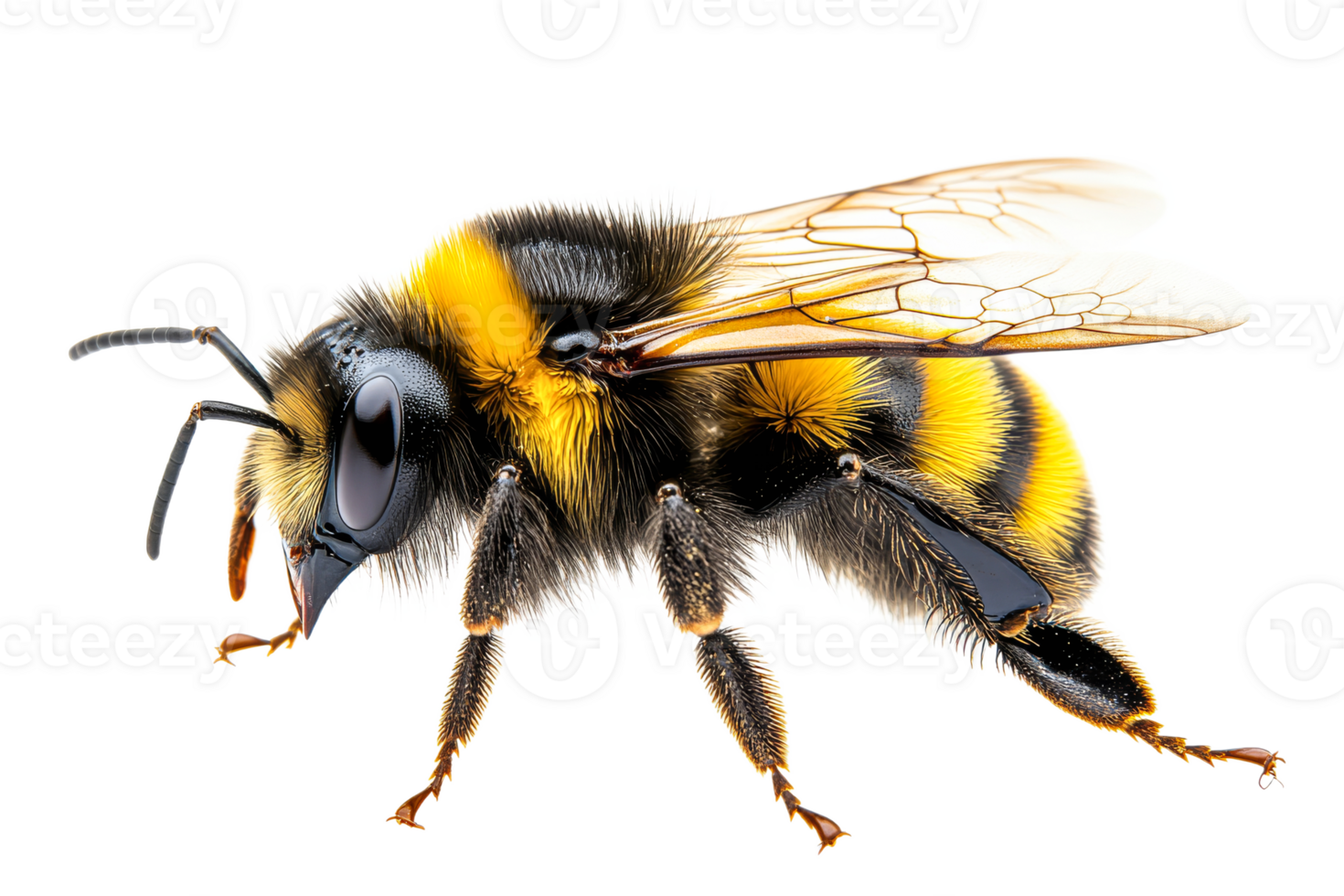 Close up of a bumblebee on a transparent background png